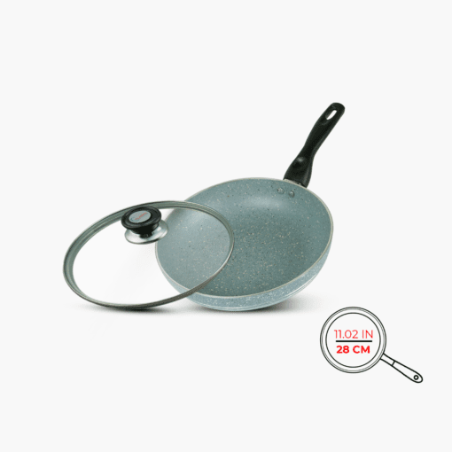 Nonstick Marble Frying Pan with Glass lid gray 28cm