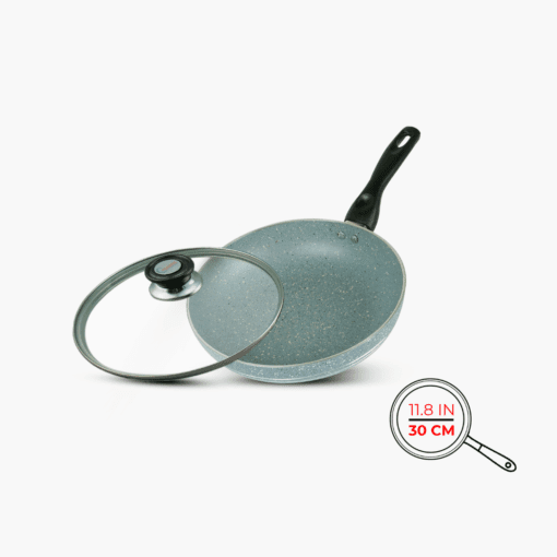 nonstick marble pan with glass lid gray 30cm