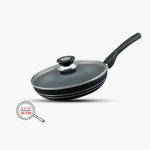 Frying Pan with Glass Lid 24cm Non Stick black
