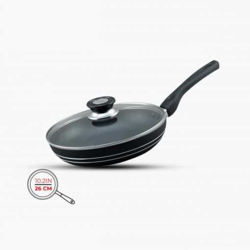 Frying Pan with Glass Lid 26cm Non Stick black