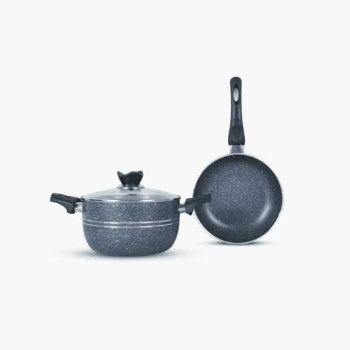 Frying pan + cooking pot black marble coated