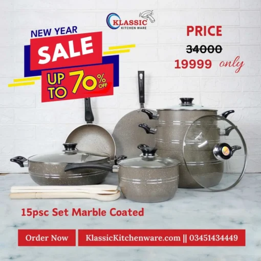 Marble Coated Cookware set 15pcs