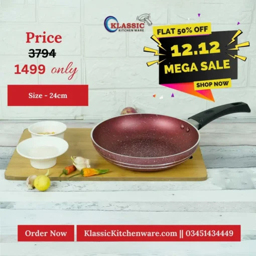 Non Stick Marble Coated Frying pan 24cm Red