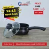 Non Stick Sauce Pan With Glass Lid 16cm Black