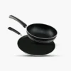 Long Handle Wok with Pizza pan Non Stick black