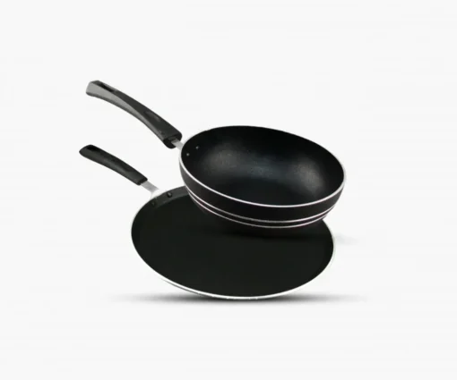 Long Handle Wok with Pizza pan Non Stick black