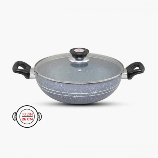 Marble Coated Karahi gray 26cm