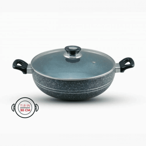 Marble Coated Wok / Karahi gray 30cm