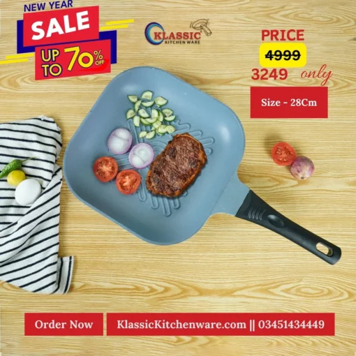 Die Cast Marble Coated Grill Pan gray 28 cm