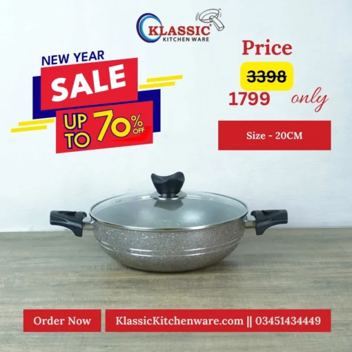 Marble Coated Wok Karahi 20cm