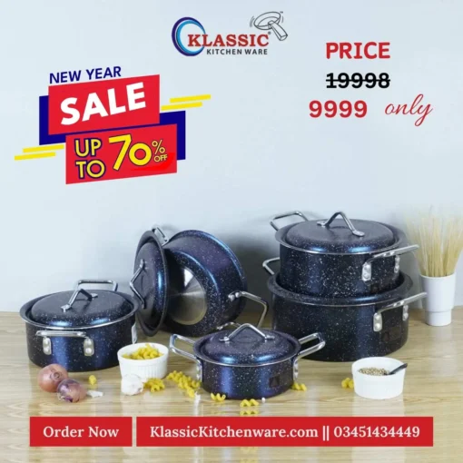 marble coated Larg cooking pots Cookware set