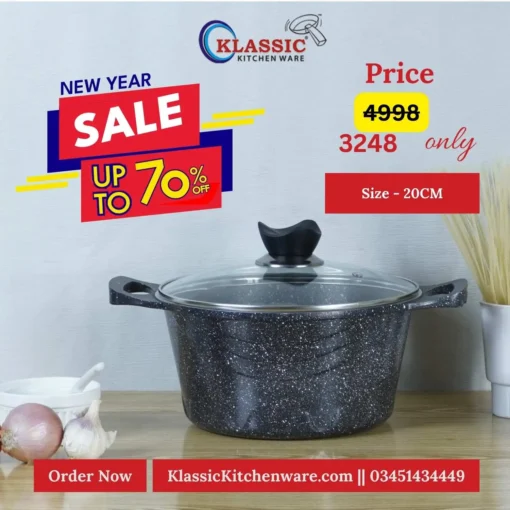 Non Stick Die cast Cooking Pot Handi 20cm black