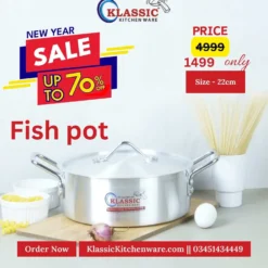 Aluminum Metal Finish Fish Cooking pot Handi 22cm